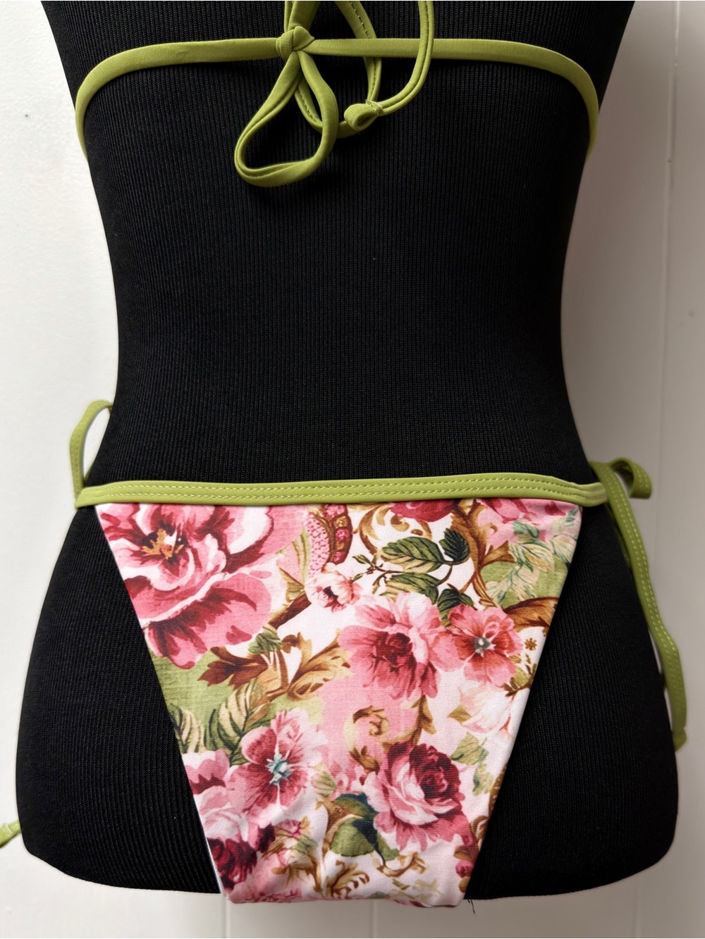 Floral Pink & Green Triangle Bikini Set with Sarong - Picture 8 of 9